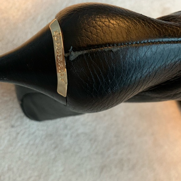 Burberry Black Leather Peep Toe Front Zip Booties Size 41 - Picture 5 of 6
